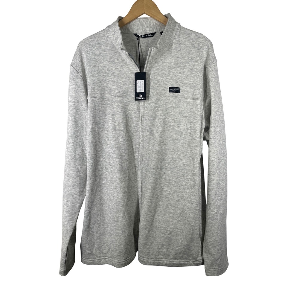 TravisMathew Cash Out Full Zip Jacket Heather Light Grey 1MS294 Mens XL NEW